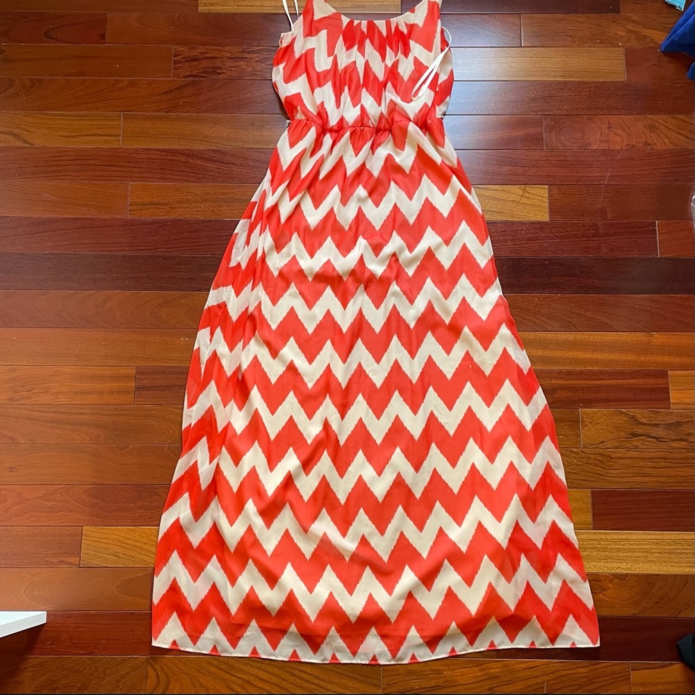 Jessica Howard Orange Chevron Maxi Dress